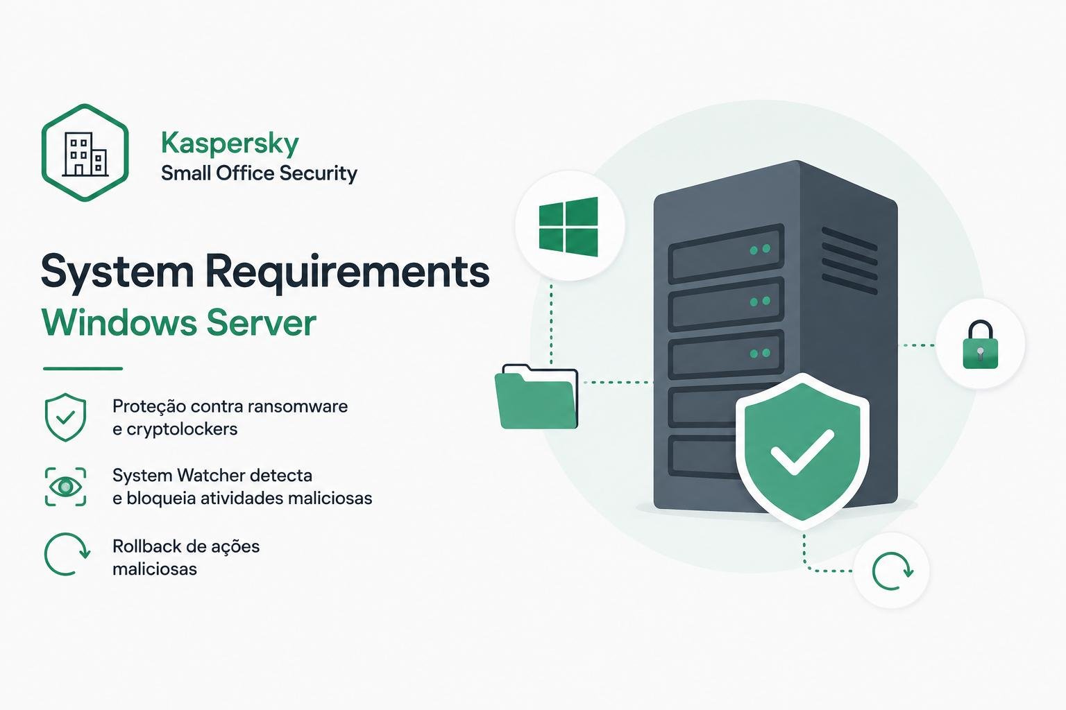 Requisitos de Windows Server para Kaspersky Small Office Security com proteção de servidor de arquivos